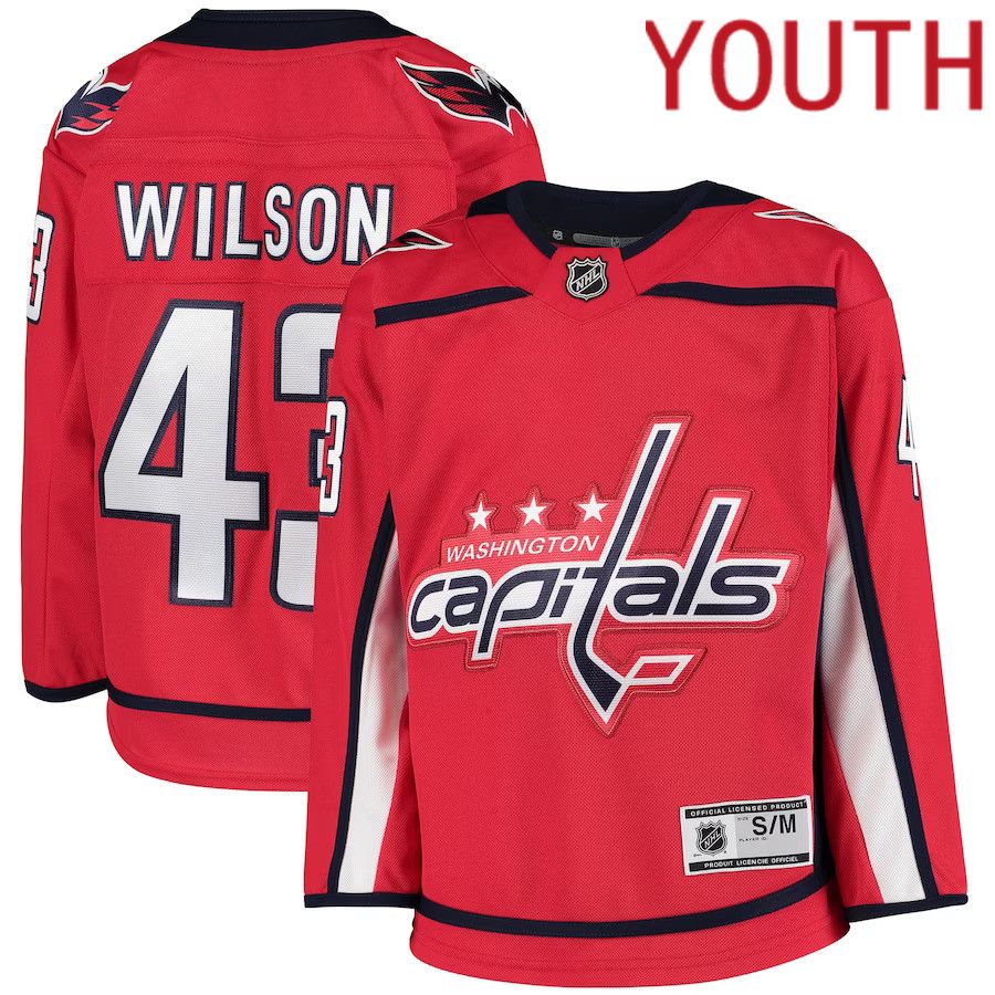 Youth Washington Capitals #43 Tom Wilson Red Home Premier Player NHL Jersey->youth nhl jersey->Youth Jersey